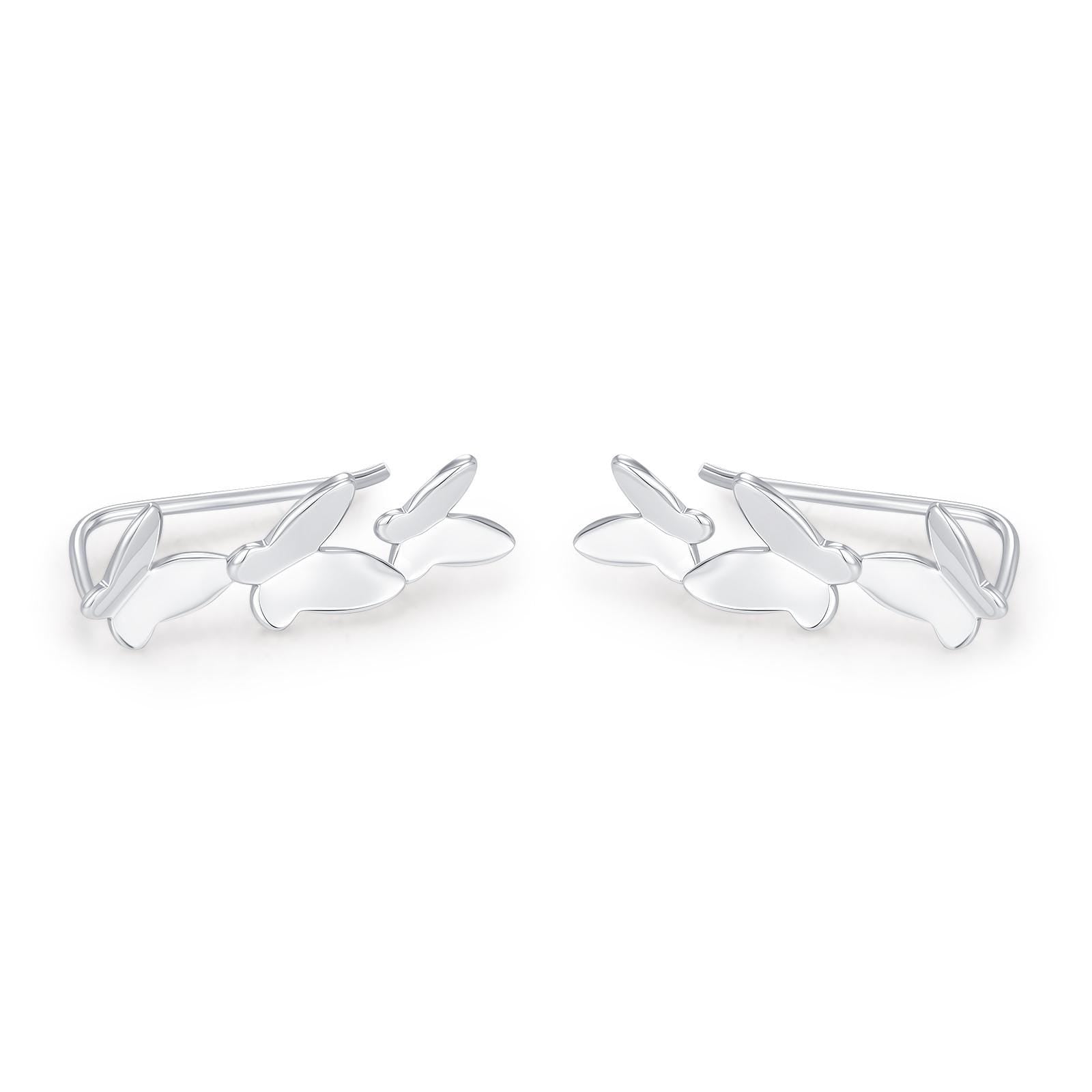 Sterling Silver Butterfly Crawler Earrings, Silver, Gold or Rose Gold, Butterfly Ear Climbers, Butterfly Ear Crawlers