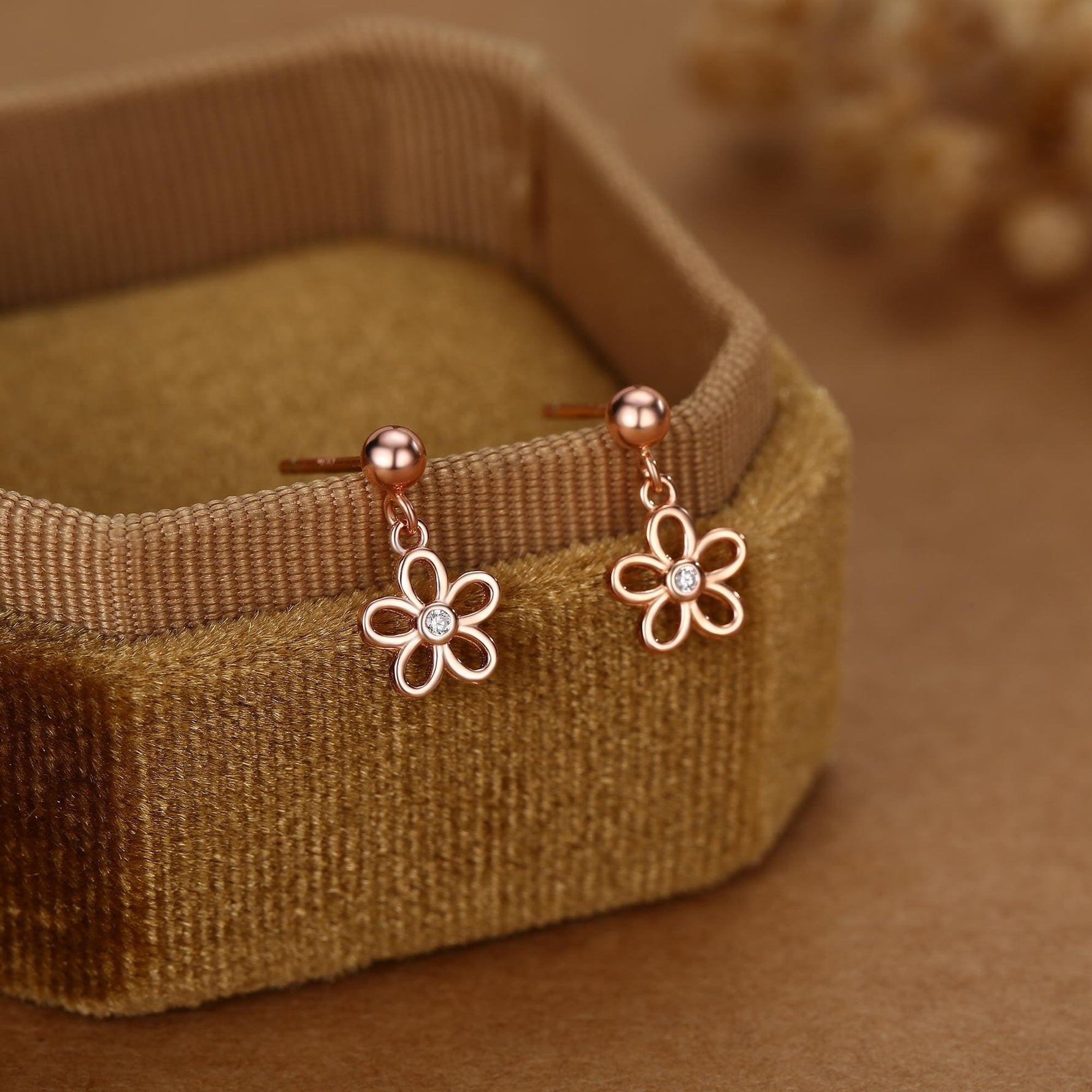 Forget me not Flower Drop Stud Earrings in Sterling Silver, Silver, Gold or Rose Gold, Dainty and Delicate Silver Flower Earrings,