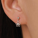 Forget me not Flower Drop Stud Earrings in Sterling Silver, Silver, Gold or Rose Gold, Dainty and Delicate Silver Flower Earrings,