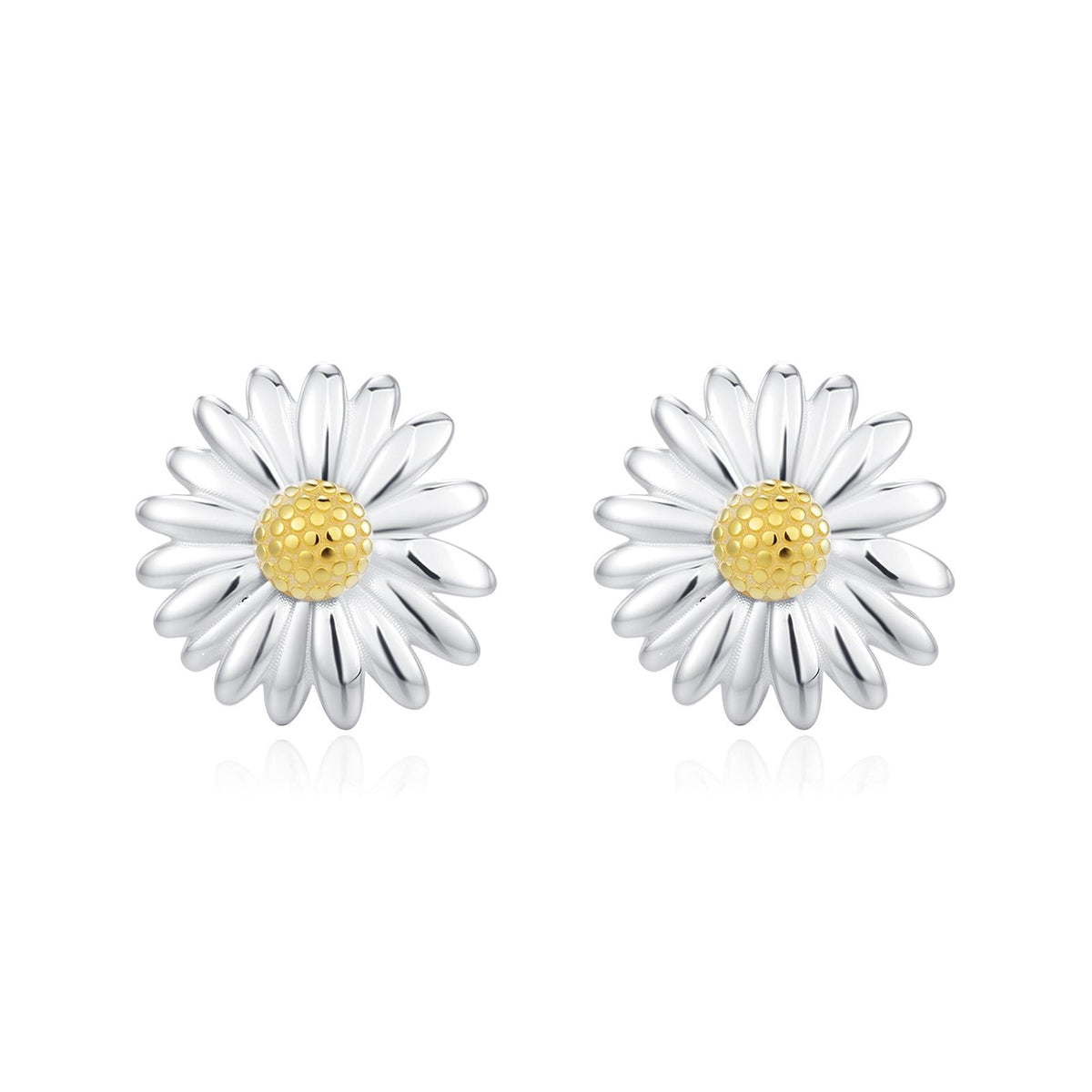 Sterling Silver Daisy Flower Stud Earrings