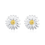 Sterling Silver Daisy Flower Stud Earrings