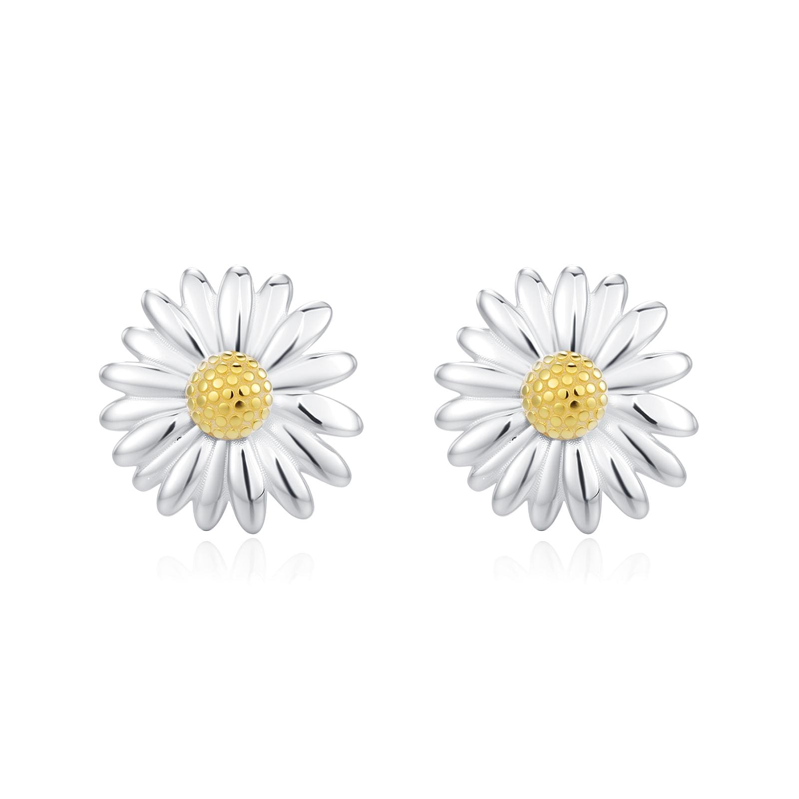 Sterling Silver Daisy Flower Stud Earrings
