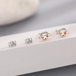 Two Tone Sheep Stud Earrings in Sterling Silver, Fluffy Sheep Face Earrings, Nature Inspired Sheep Head Earrings, Pet Lover