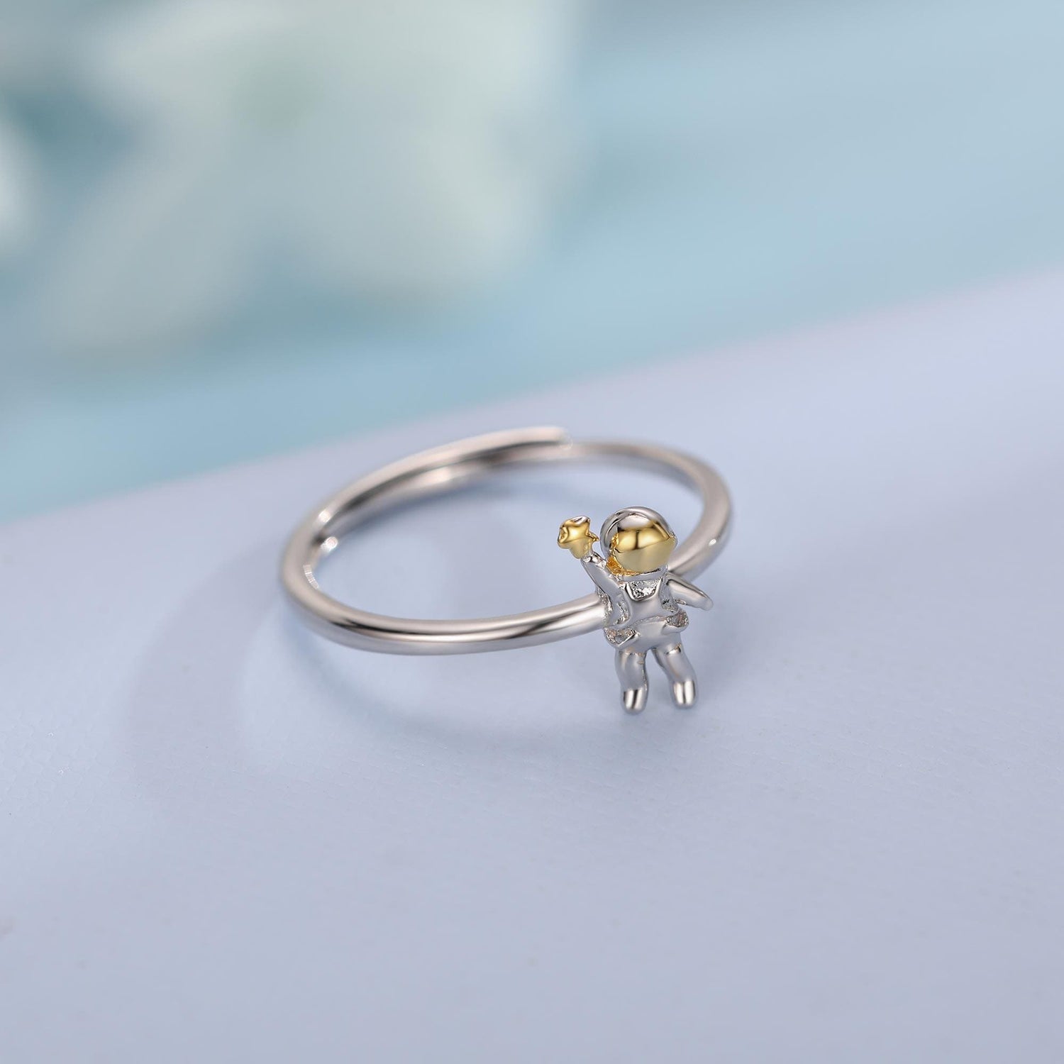 Astronaut Ring in Sterling Silver, Adjustable Size Spaceman Ring, Astronaut Ring, Space Ring