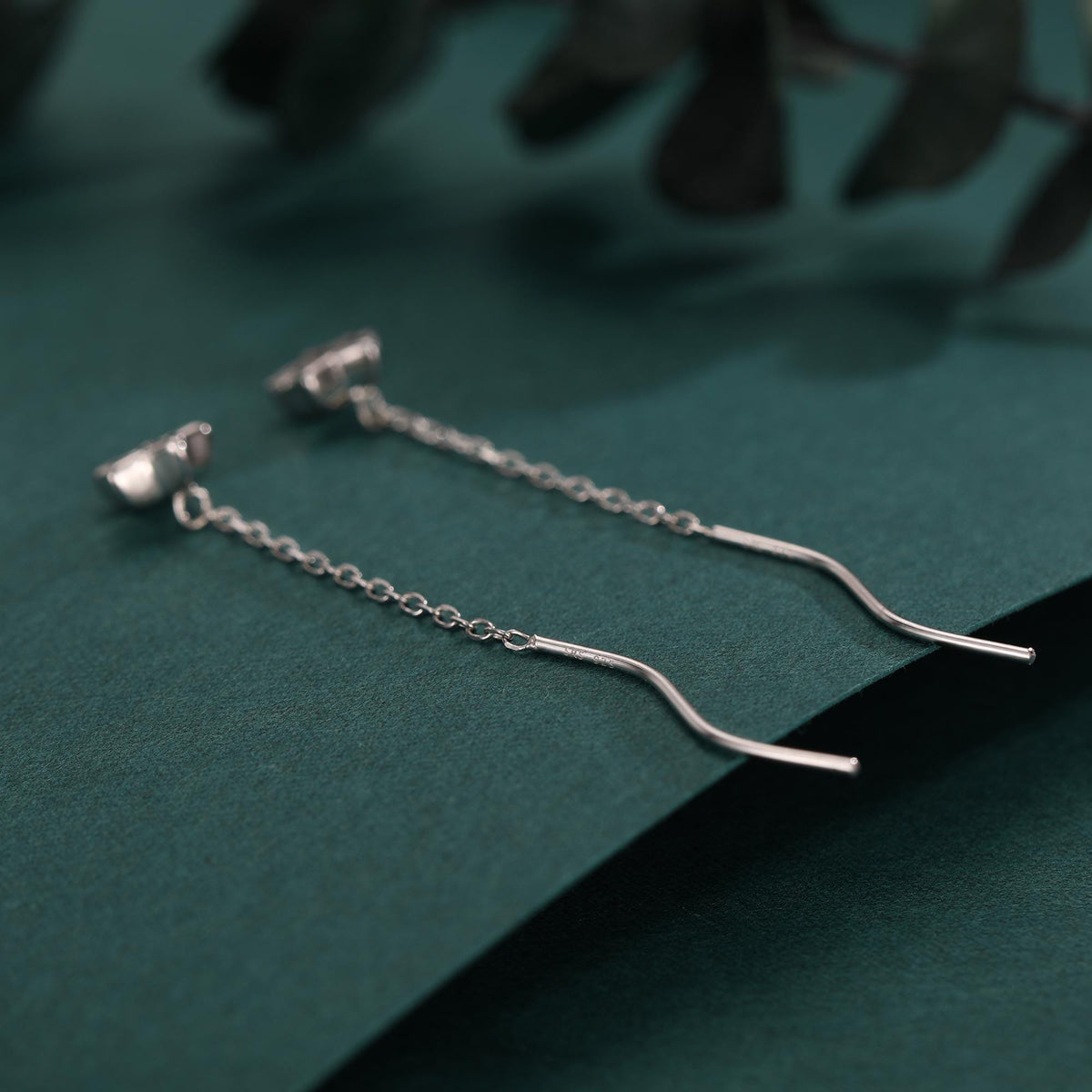 Star Bezel CZ Crystal Threader Earrings in Sterling Silver, Silver or Gold, Minimalist Star Cut Ear Threaders