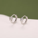 Tiny CZ Star Huggie Hoop Earrings in Sterling Silver, Silver, Gold or Rose Gold, North Star Earrings, Sunburst Earrings