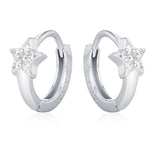 Tiny CZ Star Huggie Hoop Earrings in Sterling Silver, Silver, Gold or Rose Gold, North Star Earrings, Sunburst Earrings