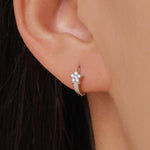 Tiny CZ Star Huggie Hoop Earrings in Sterling Silver, Silver, Gold or Rose Gold, North Star Earrings, Sunburst Earrings