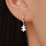 Sterling Silver Jigsaw Huggie Hoops, Silver, Gold or Rose Gold, Cute Jigsaw Hoop Earrings, Jigsaw Earrings