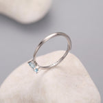 Natural Blue Topaz Oval Ring in Sterling Silver, 4x6mm, Prong Set Oval Cut, Adjustable Size, Genuine Topaz Ring