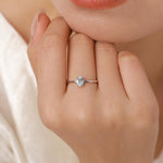 Natural Blue Topaz Oval Ring in Sterling Silver, 4x6mm, Prong Set Oval Cut, Adjustable Size, Genuine Topaz Ring