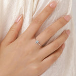 Natural Blue Topaz Oval Ring in Sterling Silver, 4x6mm, Prong Set Oval Cut, Adjustable Size, Genuine Topaz Ring