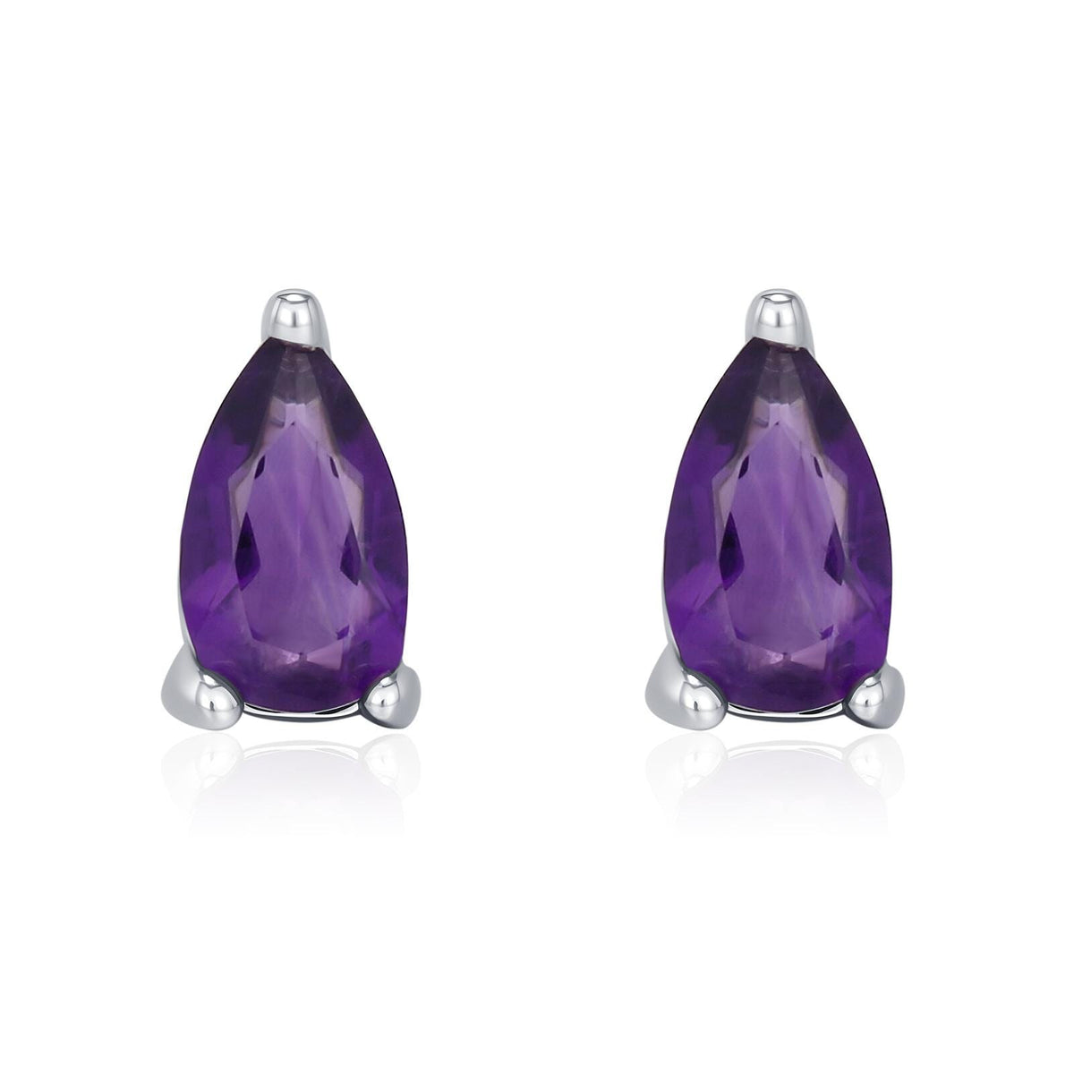 Extra Tiny Genuine Amethyst Droplet Stud Earrings in Sterling Silver, 3x5mm Amethyst Crystal Earrings, Natural Purple Amethyst Pear Earrings