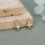 Sterling Silver Opal Star Earring Charms for Huggie Hoops
