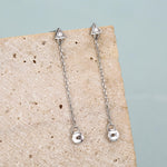 Tiny Triangle CZ Chain Earrings in Sterling Silver, Silver or Gold, Triangle CZ Ear Jacket, CZ Jacket Earrings