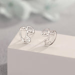 Art Inspired Asymmetric Face Stud Earrings in Sterling Silver, Silver, Gold or Rose Gold, Face Earrings