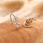 CZ Leaf Mini Crawler Earrings in Sterling Silver, Silver, Gold or Rose Gold, Olive Branch Climber Earrings, Nature Inspired Ear Climbers
