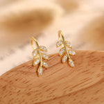 CZ Leaf Mini Crawler Earrings in Sterling Silver, Silver, Gold or Rose Gold, Olive Branch Climber Earrings, Nature Inspired Ear Climbers