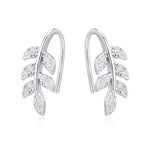 CZ Leaf Mini Crawler Earrings in Sterling Silver, Silver, Gold or Rose Gold, Olive Branch Climber Earrings, Nature Inspired Ear Climbers