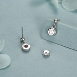 Tiny Dangling Solitaire CZ Stone Drop Stud Earrings in Sterling Silver, Classic Minimalist Geometric Design, Delicate