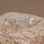 Sterling Silver Clear CZ Astronaut Moon and Star Stud Earrings