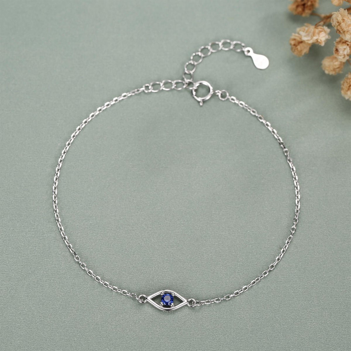 Sapphire Blue Evil Eye Charm Bracelet