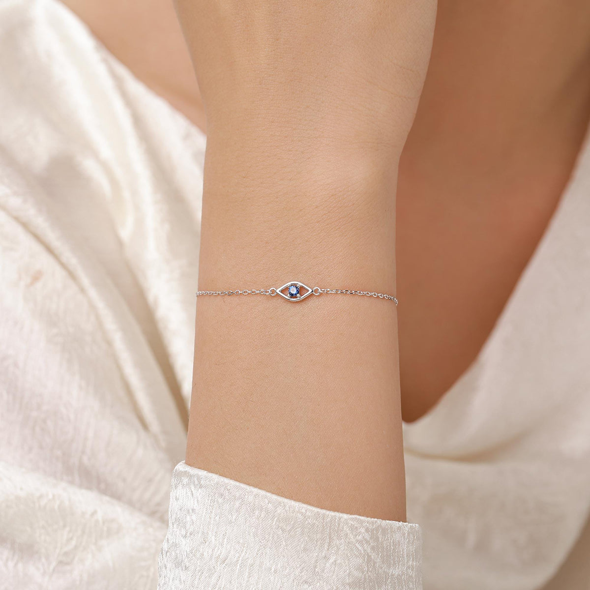 Sapphire Blue Evil Eye Charm Bracelet