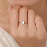 Fire Opal Ring in Sterling Silver, US 5 - 8, 4x6mm, Lab Opal Stone Ring, White Opal Ring