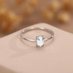 Fire Opal Ring in Sterling Silver, US 5 - 8, 4x6mm, Lab Opal Stone Ring, White Opal Ring