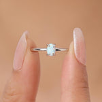 Fire Opal Ring in Sterling Silver, US 5 - 8, 4x6mm, Lab Opal Stone Ring, White Opal Ring