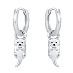 Dangling Otter Huggie Hoops in Sterling Silver, Silver or Gold, Otter Earrings, Detachable and Interchangeable