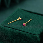 Extra Tiny 2mm Ruby Pink CZ Stud Earrings in Sterling Silver, Barely Visible Stud Earrings, 2mm Pink Earrings, Tiny Crystal Earrings