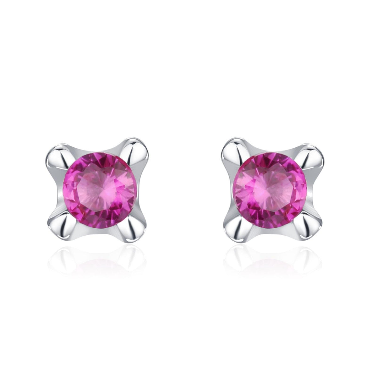 Extra Tiny 2mm Ruby Pink CZ Stud Earrings in Sterling Silver, Barely Visible Stud Earrings, 2mm Pink Earrings, Tiny Crystal Earrings