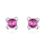 Extra Tiny 2mm Ruby Pink CZ Stud Earrings in Sterling Silver, Barely Visible Stud Earrings, 2mm Pink Earrings, Tiny Crystal Earrings