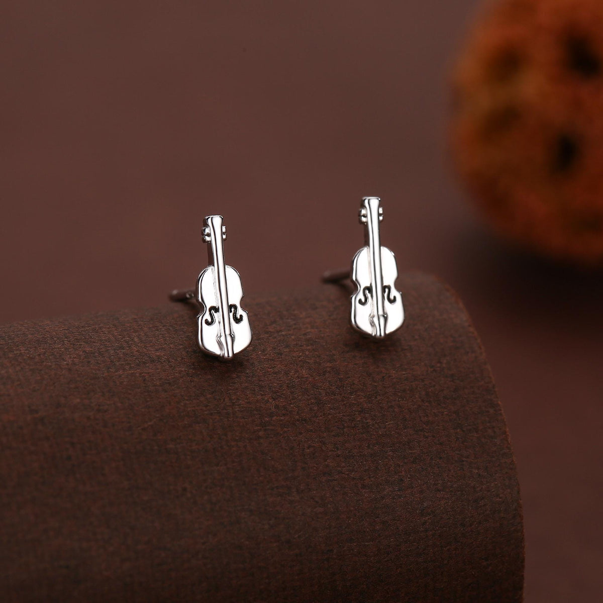 Tiny Violin Stud Earrings in Sterling Silver, Silver or Gold, Music Earrings