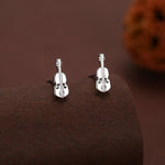 Tiny Violin Stud Earrings in Sterling Silver, Silver or Gold, Music Earrings
