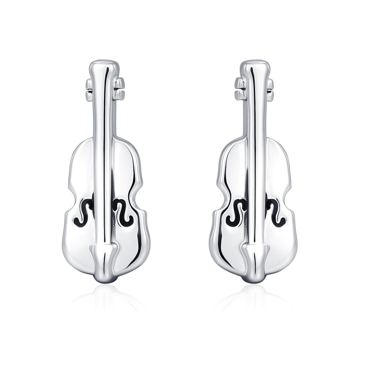 Tiny Violin Stud Earrings in Sterling Silver, Silver or Gold, Music Earrings