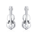 Tiny Violin Stud Earrings in Sterling Silver, Silver or Gold, Music Earrings