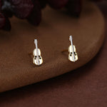 Tiny Violin Stud Earrings in Sterling Silver, Silver or Gold, Music Earrings