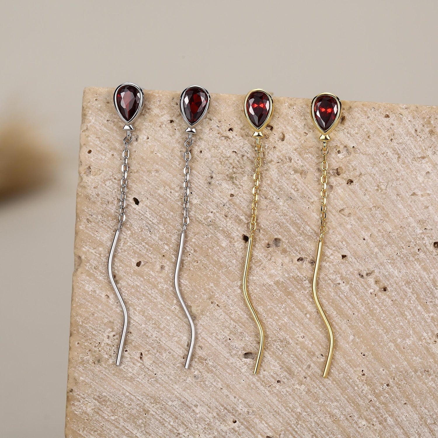 Sterling Silver Balloon Dangle Stud Earrings, Silver or Gold, Red Balloon Earrings, Cute and Quirky Design