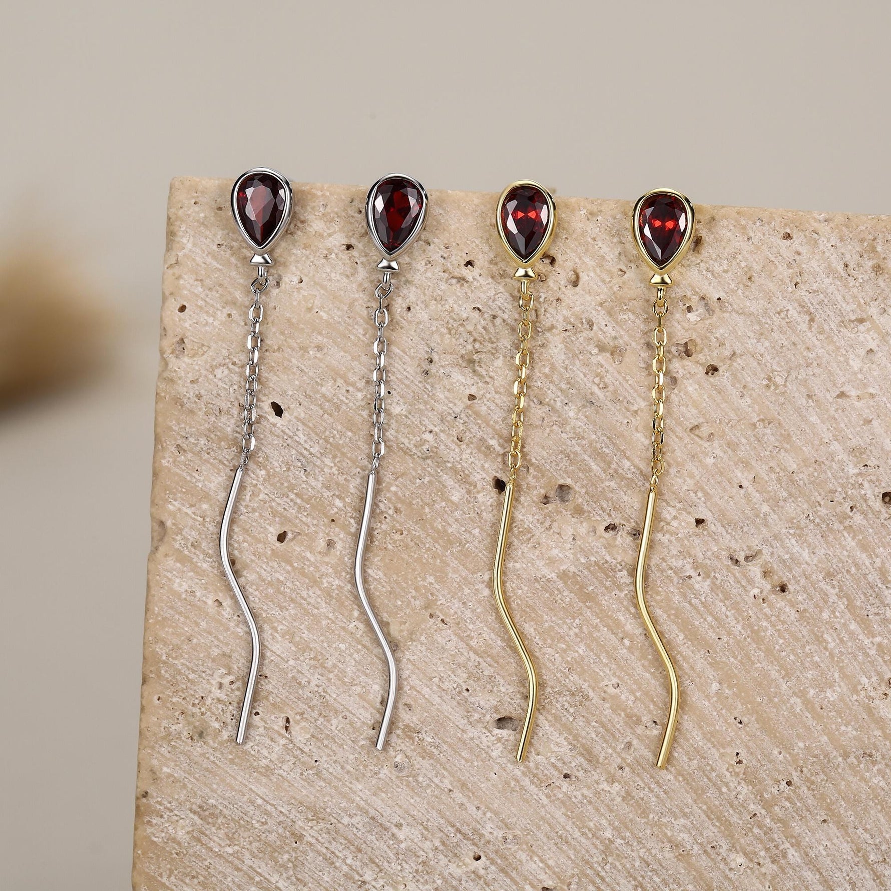 Sterling Silver Balloon Dangle Stud Earrings, Silver or Gold, Red Balloon Earrings, Cute and Quirky Design