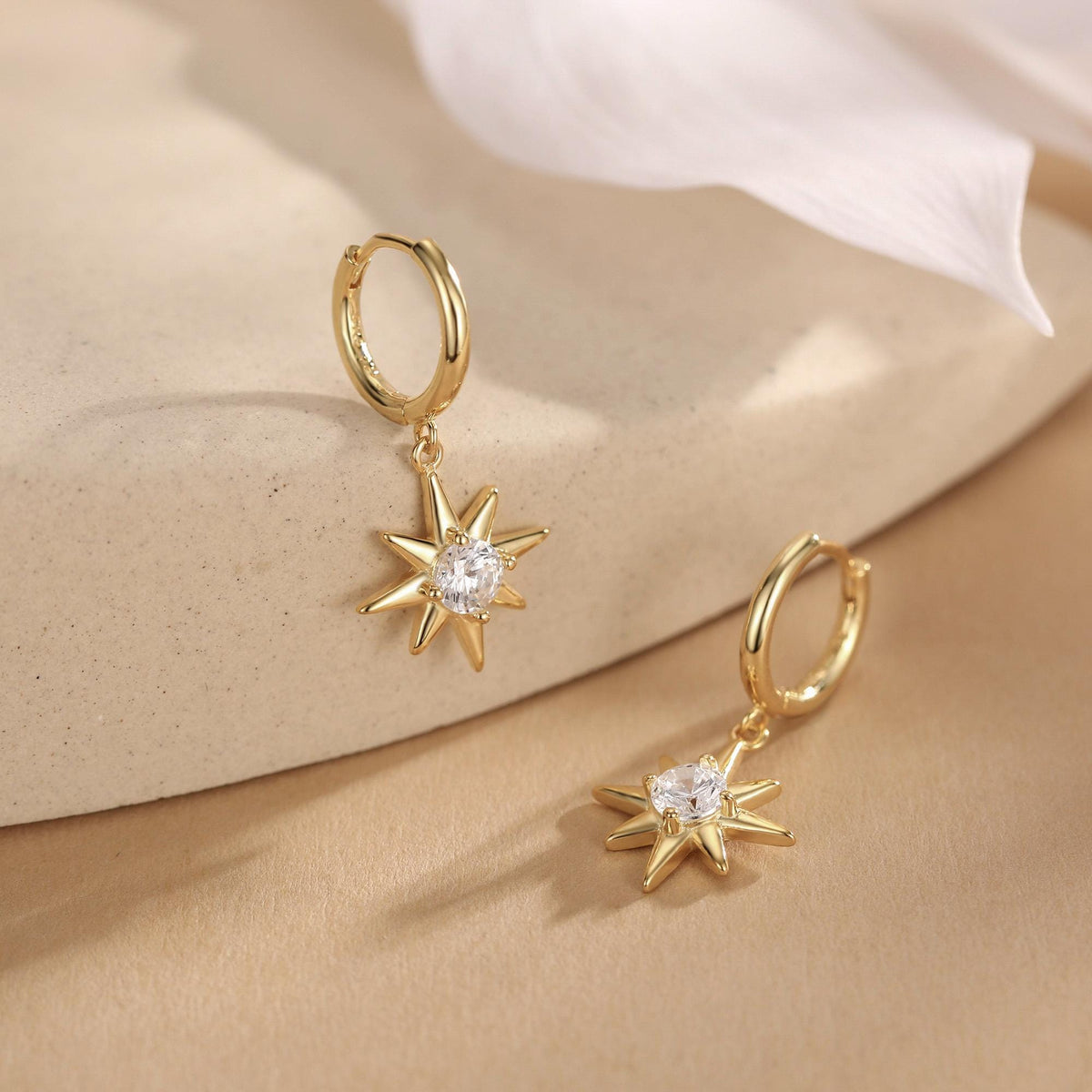 Starburst Huggie Hoop Earrings in Sterling Silver