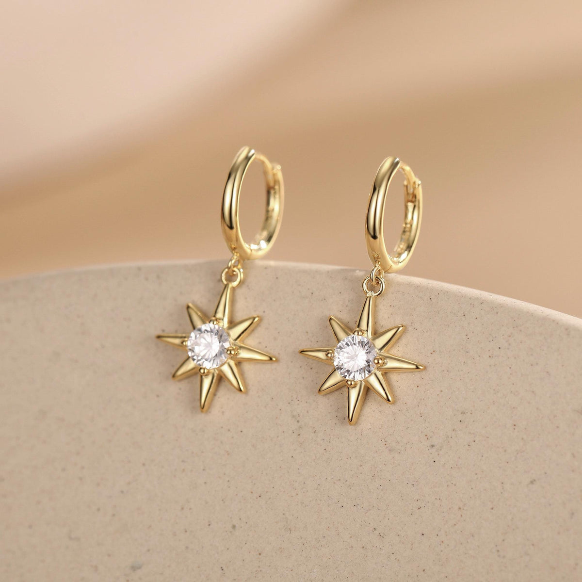 Starburst Huggie Hoop Earrings in Sterling Silver