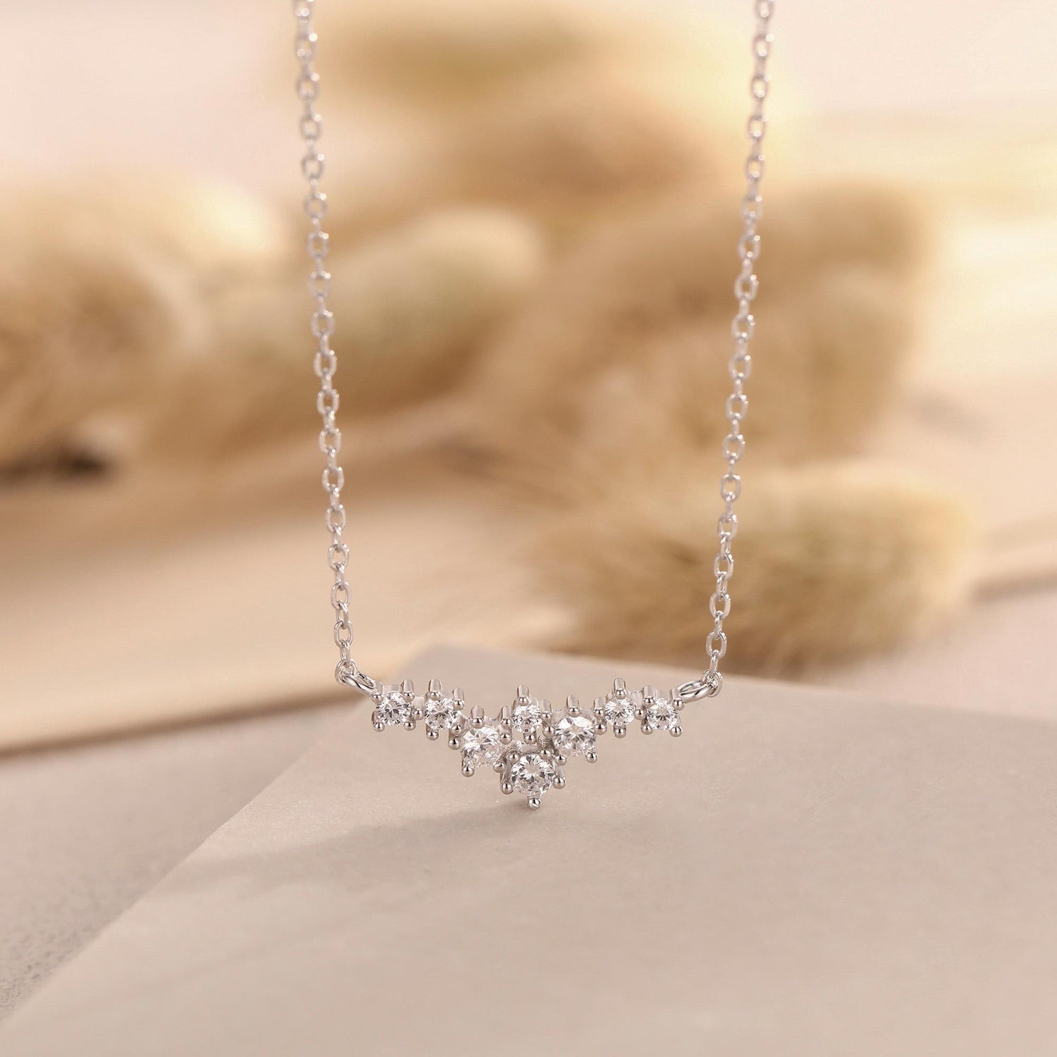 Constellation CZ Cluster Necklace in Sterling Silver
