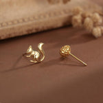 Mismatched Pine Cone and Squirrel Stud Earrings in Sterling Silver