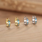 Sterling Silver Enamel Forget Me Not Huggie Hoops
