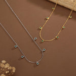 Emerald Green CZ Charm Necklace in Sterling Silver, Silver or Gold, Satellite Crystal Necklace, Solid Silver Necklace
