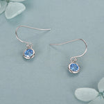 Tiny Aquamarine Blue CZ Drop Earrings in Sterling Silver