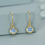 Tiny Aquamarine Blue CZ Drop Earrings in Sterling Silver