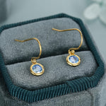 Tiny Aquamarine Blue CZ Drop Earrings in Sterling Silver